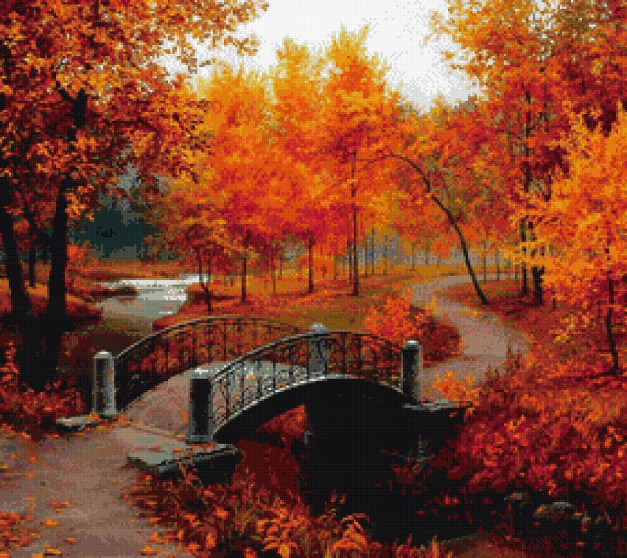 парк - природа мостик парк осень - предпросмотр