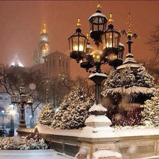 Схема вышивки «Зимний пейзаж с фонарями»