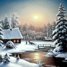 Схема вышивки «зимний вечер»