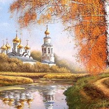 Схема вышивки «Храм на берегу реки»