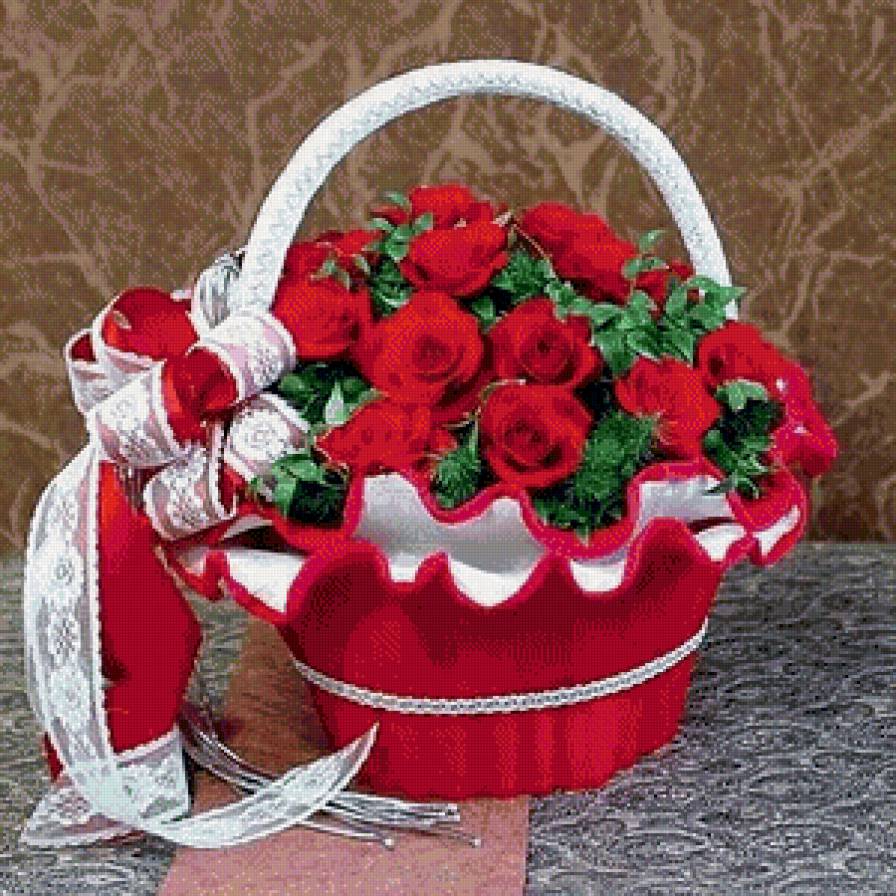 корзина - корзина, розы, цветы - предпросмотр