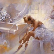 Схема вышивки «Балеринка с роялем»