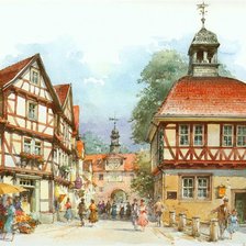 Схема вышивки «улочки в Германии»