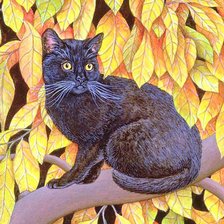 Схема вышивки «Кот на осенней ветке»