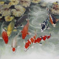 Схема вышивки «карпы кои»