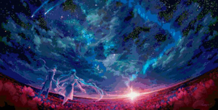 Парочка - влюбленные, поле, природа, небо - предпросмотр