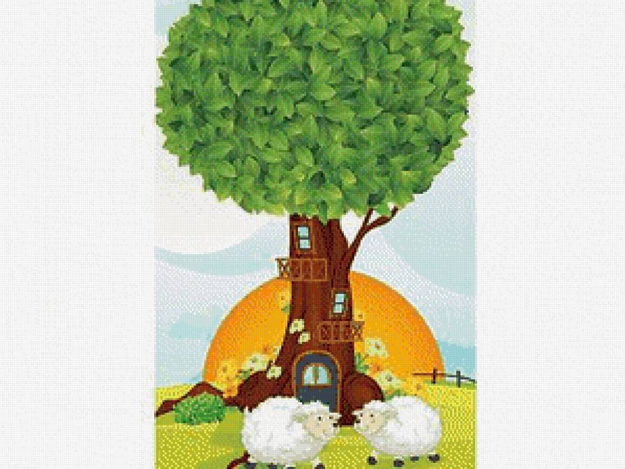 Год овечки - овечка, пейзаж, новый год - предпросмотр