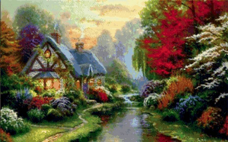 сказочный пейзаж - дом, пейзаж, природа - предпросмотр