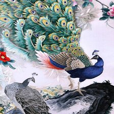 Схема вышивки «павлины»