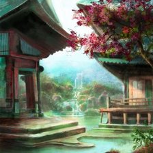 Схема вышивки «Японские домики»