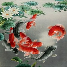 Схема вышивки «9 карпов»