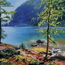 Схема вышивки «Дерево у реки»