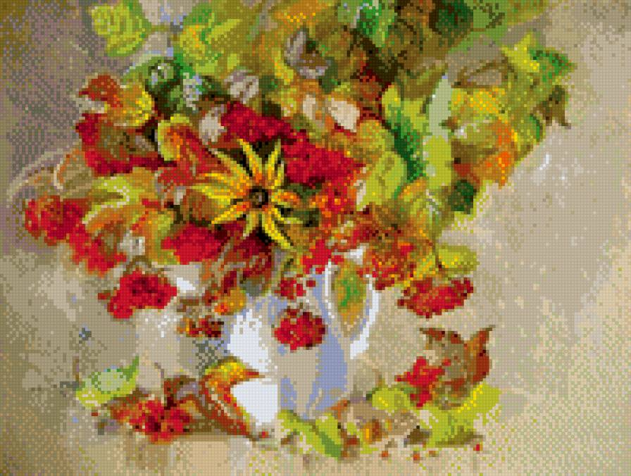 осенний букет - листья, буккт - предпросмотр