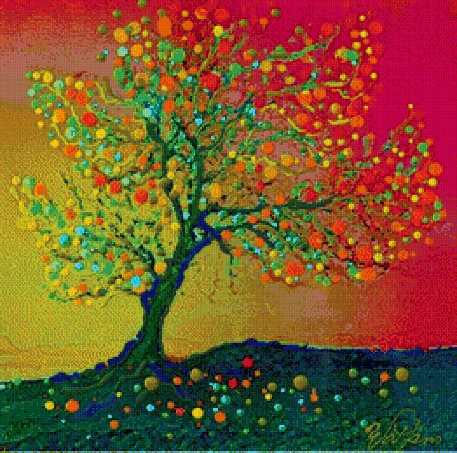 Дерево счастья. Рог изобилия. - счастье, дерево, яблоки, осень, абстракция - предпросмотр