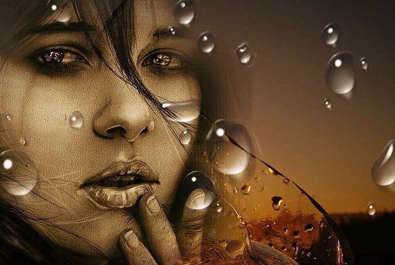 дева - монохром, девушка - оригинал