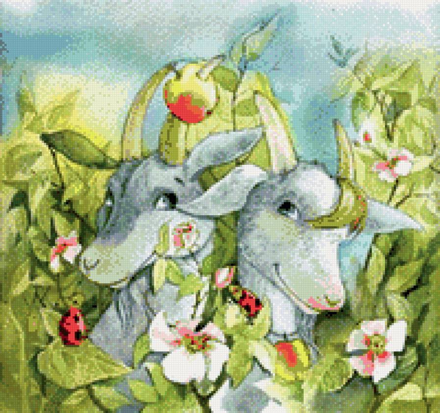 Козочки-кокетки - коза, фэн-шуй, животные, символ года - предпросмотр