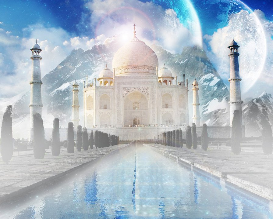 фантастический тадж махал - фантастика, пейзаж, тадж махал - оригинал