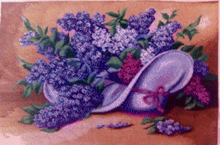 Сирень в шляпке - картина, цветы, шляпка, сирень - предпросмотр