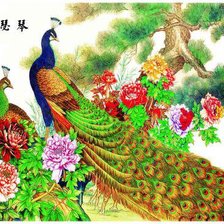 Схема вышивки «павлины»