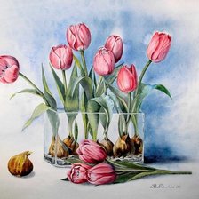 Схема вышивки «тюльпаны»