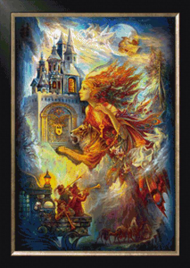 Девушка - девушка, замок, тигр, фэнтэзи - предпросмотр