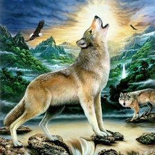 Схема вышивки «Волки»