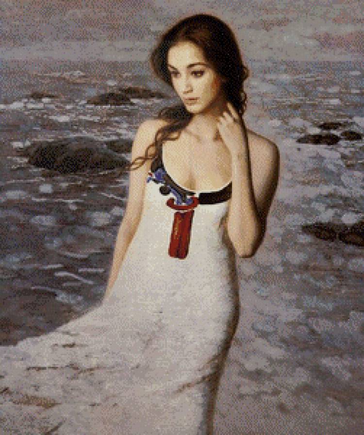 Прекрасная азиатка - живопись азии, портрет, картина, лица - предпросмотр