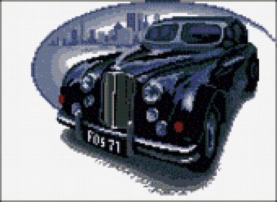 ретро  машина - вышивка крестом - предпросмотр