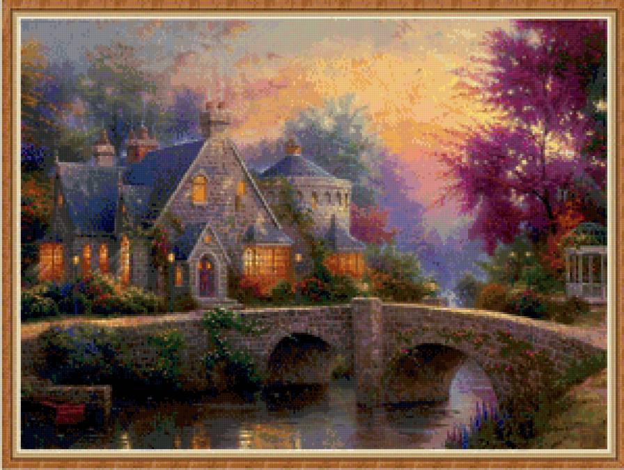 Домик у речки - домик, природа, пейзаж - предпросмотр