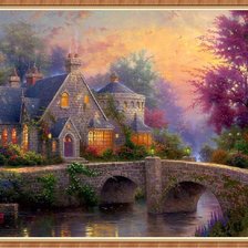 Схема вышивки «Домик у речки»