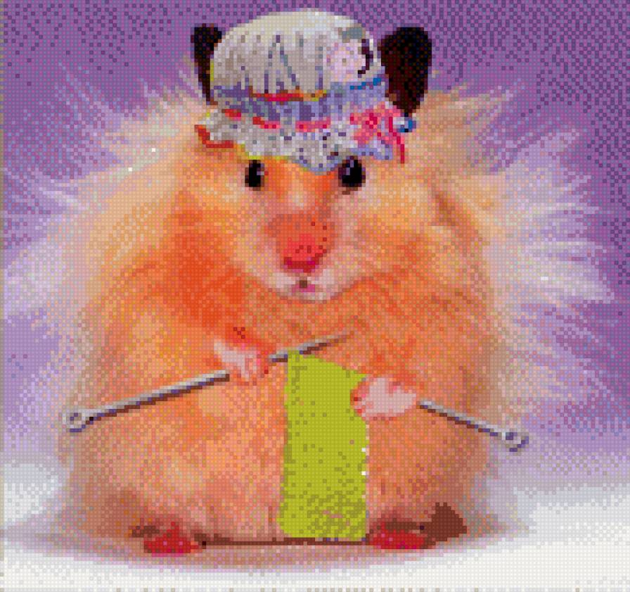 хомячок вяжет - вязание; животные; хомяки - предпросмотр