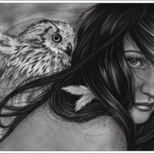 Схема вышивки «девушка с совой»