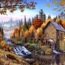 Схема вышивки «Домик в лесу»
