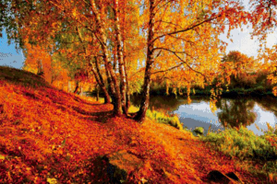 осень - парк, озеро, времена, пейзаж, года - предпросмотр