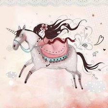 Схема вышивки «Девочка и единорог»