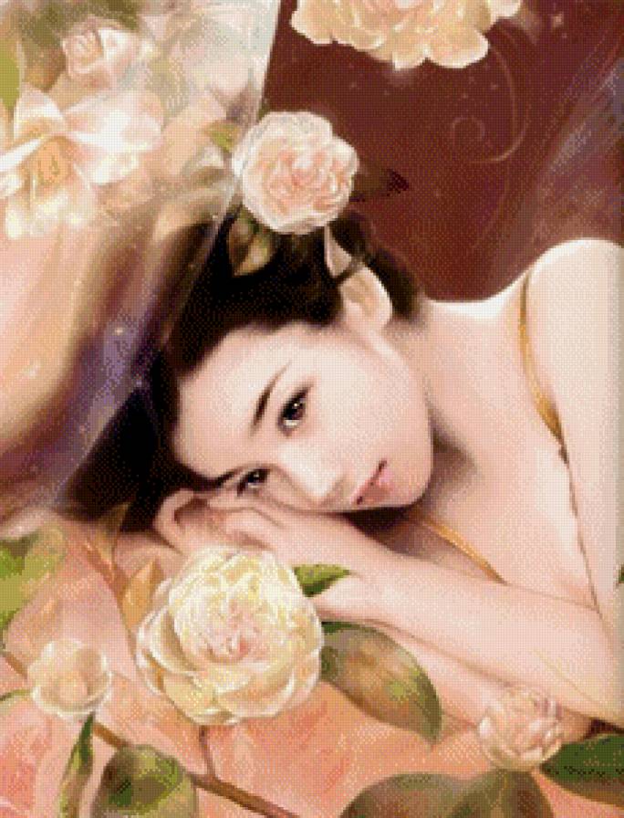 №775158 - картина, девушка, лица, живопись азии, портрет - предпросмотр