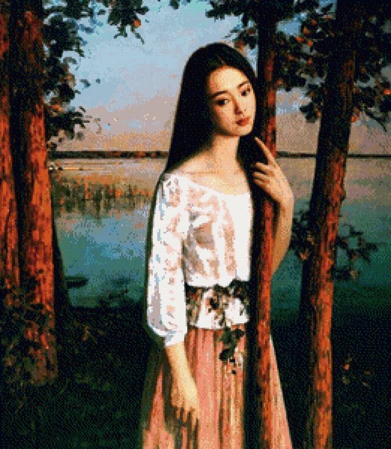 №775165 - живопись азии, картина, девушка, лица, портрет - предпросмотр