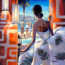 Схема вышивки «взгляд в окно»