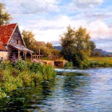 Схема вышивки «домик у реки»