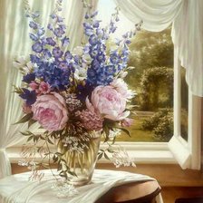 Схема вышивки «букет у окна И.Левашова»