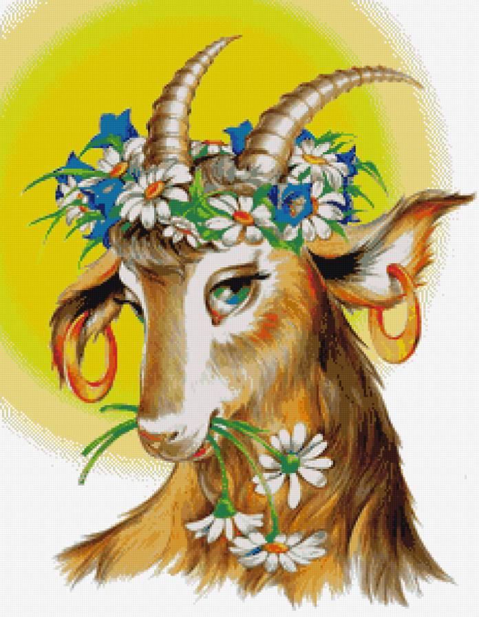 Коза - символ года 2015, цветы, коза - предпросмотр