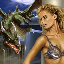 Схема вышивки «Девушка и дракон»