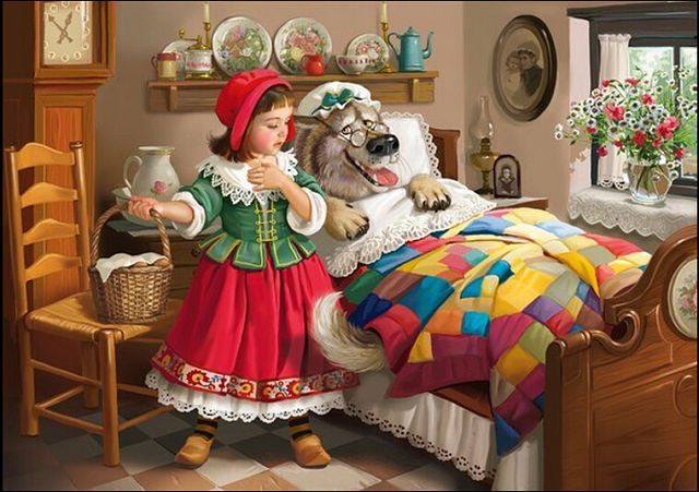 Красная шапочка и волк - дети, животные, девочка, сказка, волк - оригинал