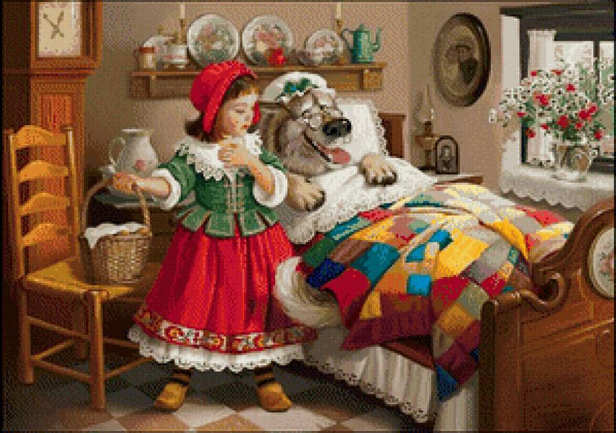 Красная шапочка и волк - животные, сказка, девочка, волк, дети - предпросмотр