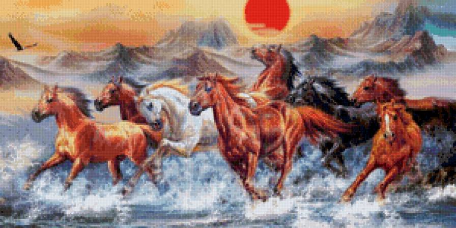 бегущие лошади - картина, лошадь, животные - предпросмотр