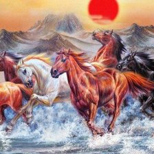 Схема вышивки «бегущие лошади»