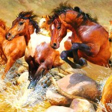 Схема вышивки «бегущие лошади»