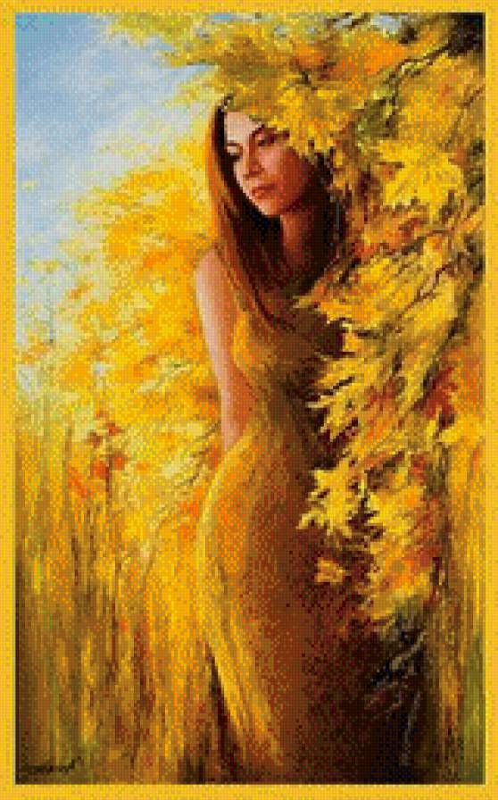 Золотая осень вышивала... - осень . женщина. природа. - предпросмотр
