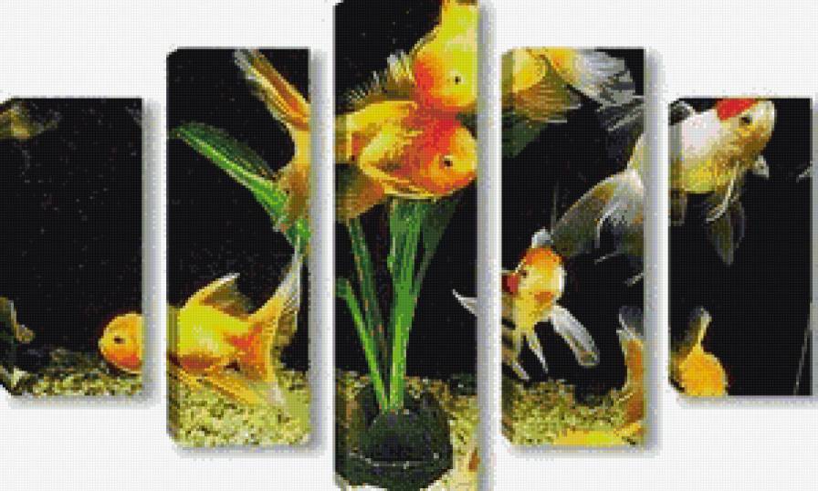 триптих Золотые рыбки - предпросмотр