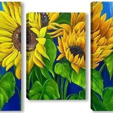 Схема вышивки «триптих подсолнухи»